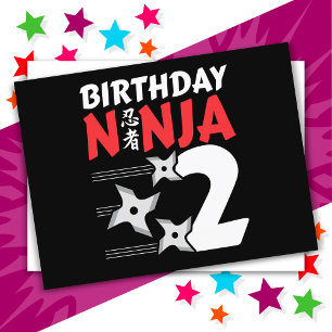 2 Jaar Oude Ninja Feest Stars Kinderen 2e Verjaard Briefkaart