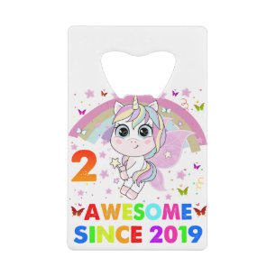 2 jaar oude Unicorn Cutie 2e verjaardag Unicorn Gi Kredietkaart Flessenopener