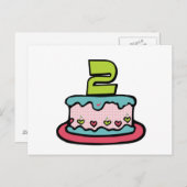 2 jaar oude verjaardagsCake Briefkaart (Voorkant / Achterkant)