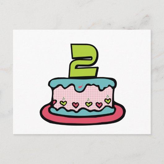 2 jaar oude verjaardagsCake Briefkaart (Voorkant)