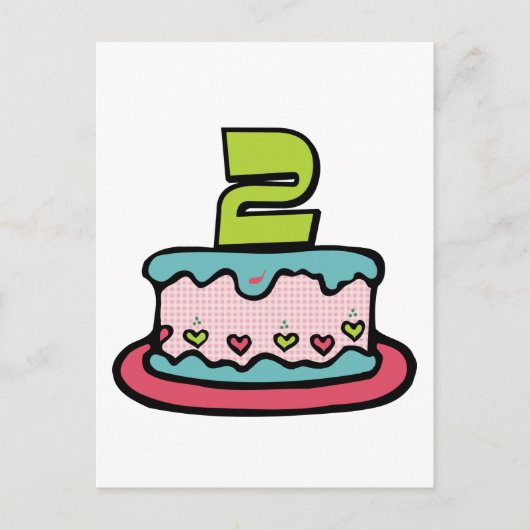 2 jaar oude verjaardagsCake Briefkaart (Voorkant)