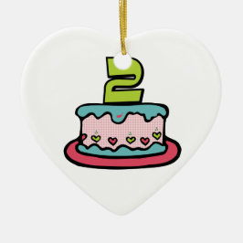 2 jaar oude verjaardagsCake Keramisch Ornament