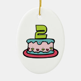 2 jaar oude verjaardagsCake Keramisch Ornament