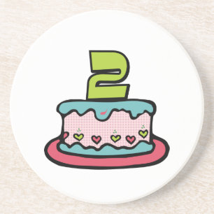 2 jaar oude verjaardagsCake Zandsteen Onderzetter