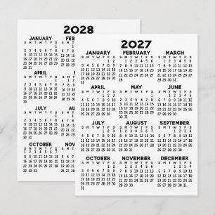 2 Jaar Overzicht Kalender - Basis Minimaal Briefkaart