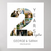 2 Jaar Samen Foto Collage Huwelijksjubileum Poster (Voorkant)