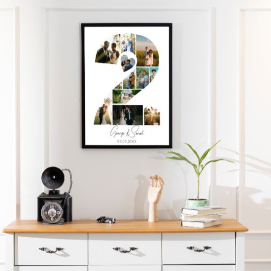 2 jaar samen Fotocollage bruiloft Jubileum Poster