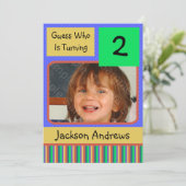 2 jaar Uitnodigingsbrief van het oude verjaardagsf Kaart (Staand voorkant)