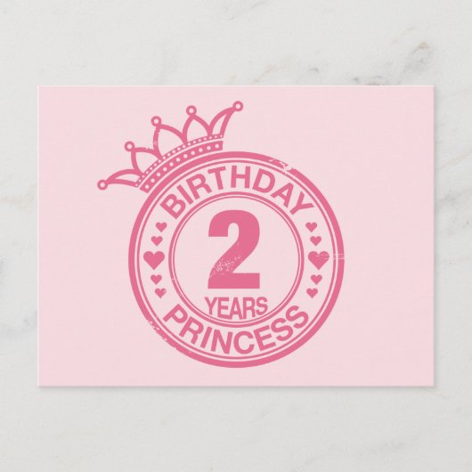 2 jaar - Verjaardag Prinses - roze Briefkaart (Voorkant)