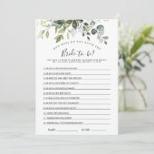 2 Jeux de Fêtes des mariées Élégante carte Eucalyp (Debout devant)