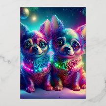 2 Jonge Chihuahua-hondjes in een Kleurrijke Kerst 