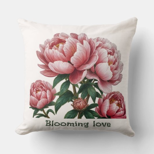 2 kanten zwart & wit Blooming love gooi kussen (Voorkant)