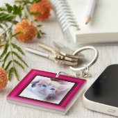 2 Kat Foto Heet Roze Rand Sleutelhanger (Voorkant Rechts)