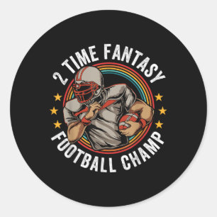 2 keer Fantasy Football Champ FFL Winnaar Retro Ronde Sticker