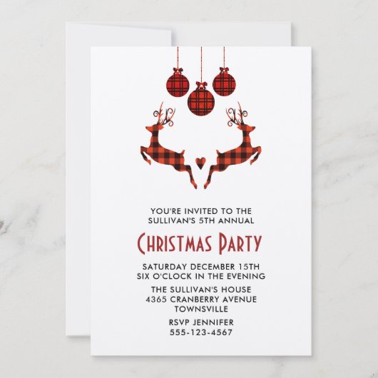 2 Kerst Rendieren Springen Rustieke Feest Uitnodig Kaart (Voorkant)