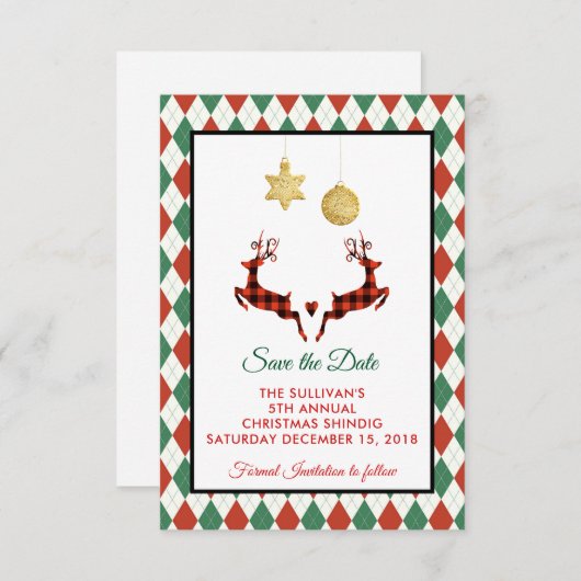 2 kerstavond bespaart de datum save the date (Voorkant / Achterkant)