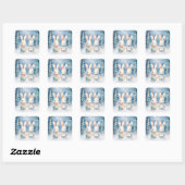 2 kerstkonijnen vierkante sticker (Vel)