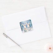 2 kerstkonijnen vierkante sticker (Envelop)