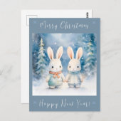 2 kerstkonijntjes briefkaart (Voorkant / Achterkant)