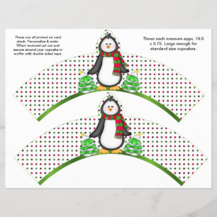 2 kerstpinguïn - Aangepaste Cupcake Wrappers Flyer