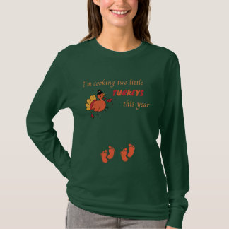 2 kleine kalkoenen tweeling moeder-to-be Thanksgiv T-shirt