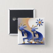 2 Kokopelli #128 Vierkante Button 5,1 Cm (Voorkant /achterkant)