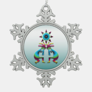 2 Kokopelli #41 Tin Sneeuwvlok Ornament