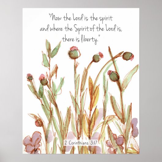 2 Korintiërs 3:17 Bijbel Schrift Wilde Bloemen Poster (Voorkant)