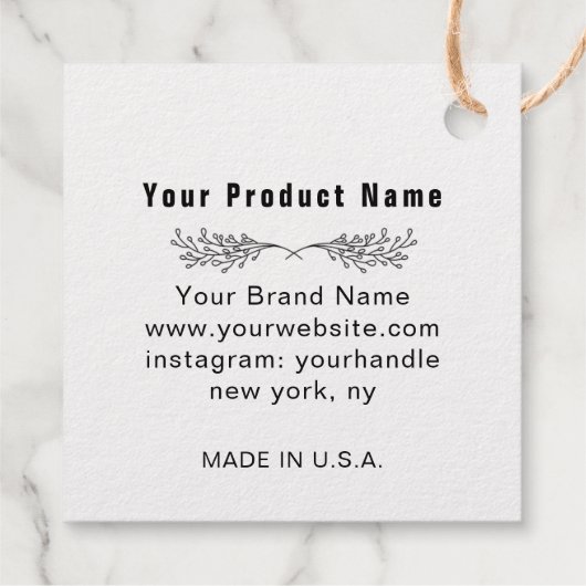 2" Kraft Custom Square Hang Labels met String (Achterkant)