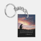 2 Kronieken 7:14 Bijbelvers Man knielen om te bidd Sleutelhanger (Voorkant Links)