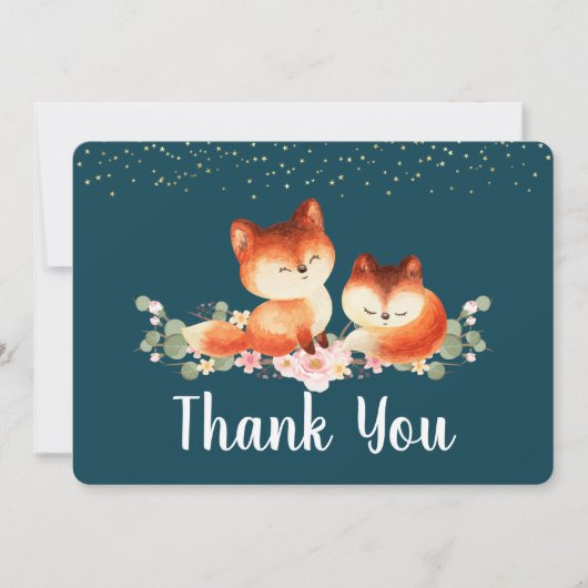 2 Kute Little Red Foxes Bedankt (Voorkant)