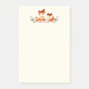 2 Kute Little Red Foxes Waterverf Design Post-it® Notes