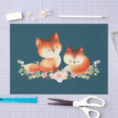 2 Kute Little Red Foxes Waterverf Design Tissuepapier (Craft)