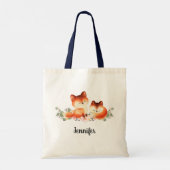 2 Kute Little Red Foxes Waterverf Design Tote Bag (Achterkant)
