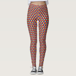 2 laag - 3D-blokjes Rood Geel Blauw XDIY BG Wit Leggings