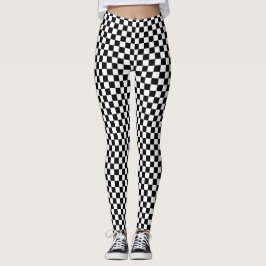 2 laag - Controleer witte DIY BG Zwart Leggings