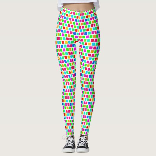 2 laag - Multikleurenvierkantjes XDIY BG wit Leggings (Voorkant)