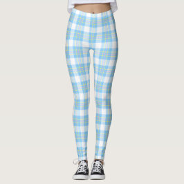 2 laag - Plaid Sky Blue Roze DIY BG Wit Leggings