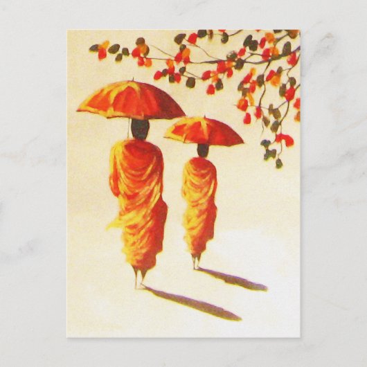 2 Laotiaanse boeddhistische monniken Briefkaart (Voorkant)