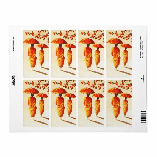 2 Laotiaanse boeddhistische monniken Etiket (Full Sheet)