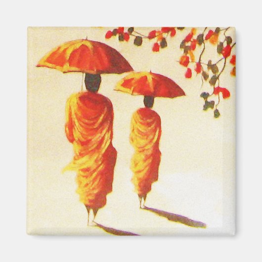 2 Laotiaanse boeddhistische monniken Magneet (Voorkant)