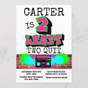 2 Legit Two Quit Fresh Graffiti 90s Style Birthday Kaart