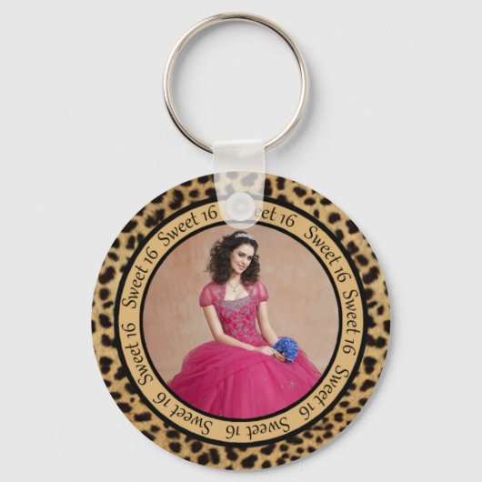#2 Leopard Print Foto Sweet 16 Sleutelhanger (Voorkant)