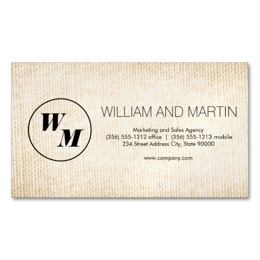 2 Letter Monogram/bedrijf Magnetisch Visitekaartje (Voorkant)