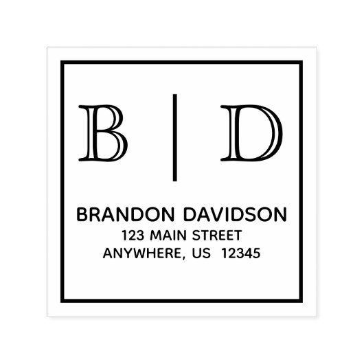 2 Letter Monogram Self Inking Stamp Zelfinktende Stempel (Design)