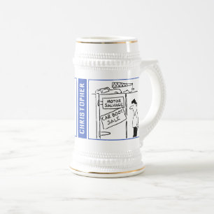 2 Leuke Auto Auto Thema Cartoons om te personalise Bierpul