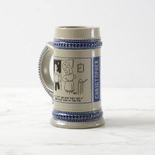 2 Leuke Bier Thema Cartoons met Naam van Ontvanger Bierpul