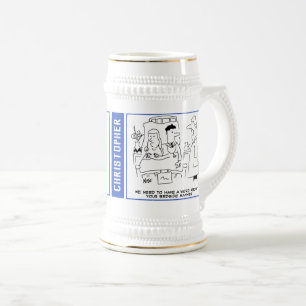 2 leuke doktersgrappen met de naam van de ontvange bierpul