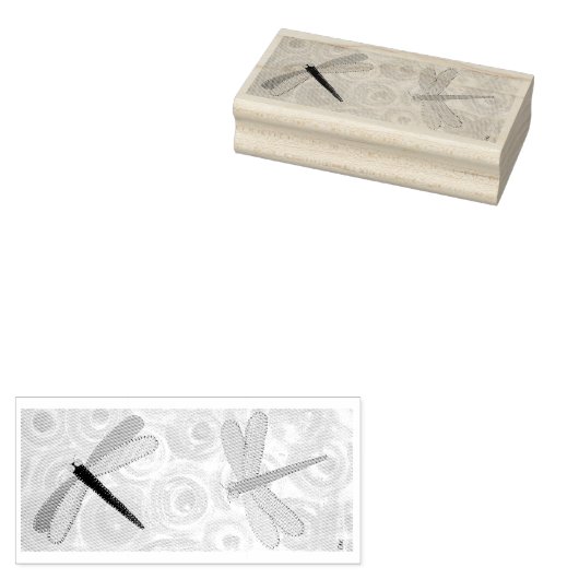 2 libellen #1 	rubberstempel (Gestempeld)