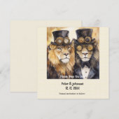 2 lions mâles steampunk Save the date (Devant / Derrière)